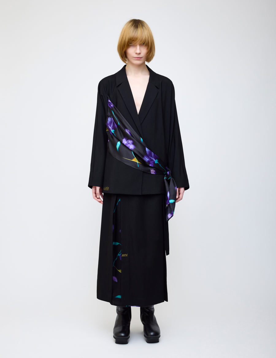 Nocturne bloom draped jacket -Purple-