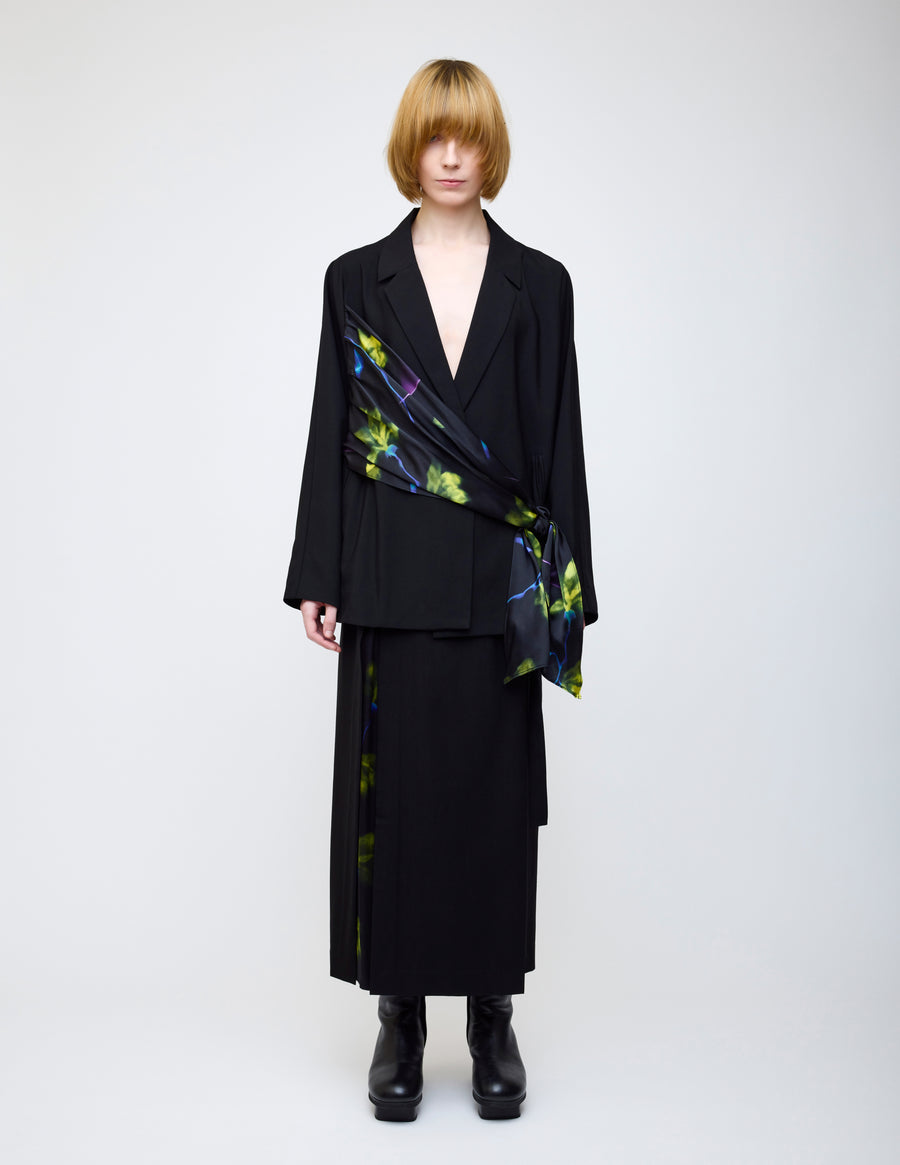 Nocturne bloom draped jacket -Yellow-