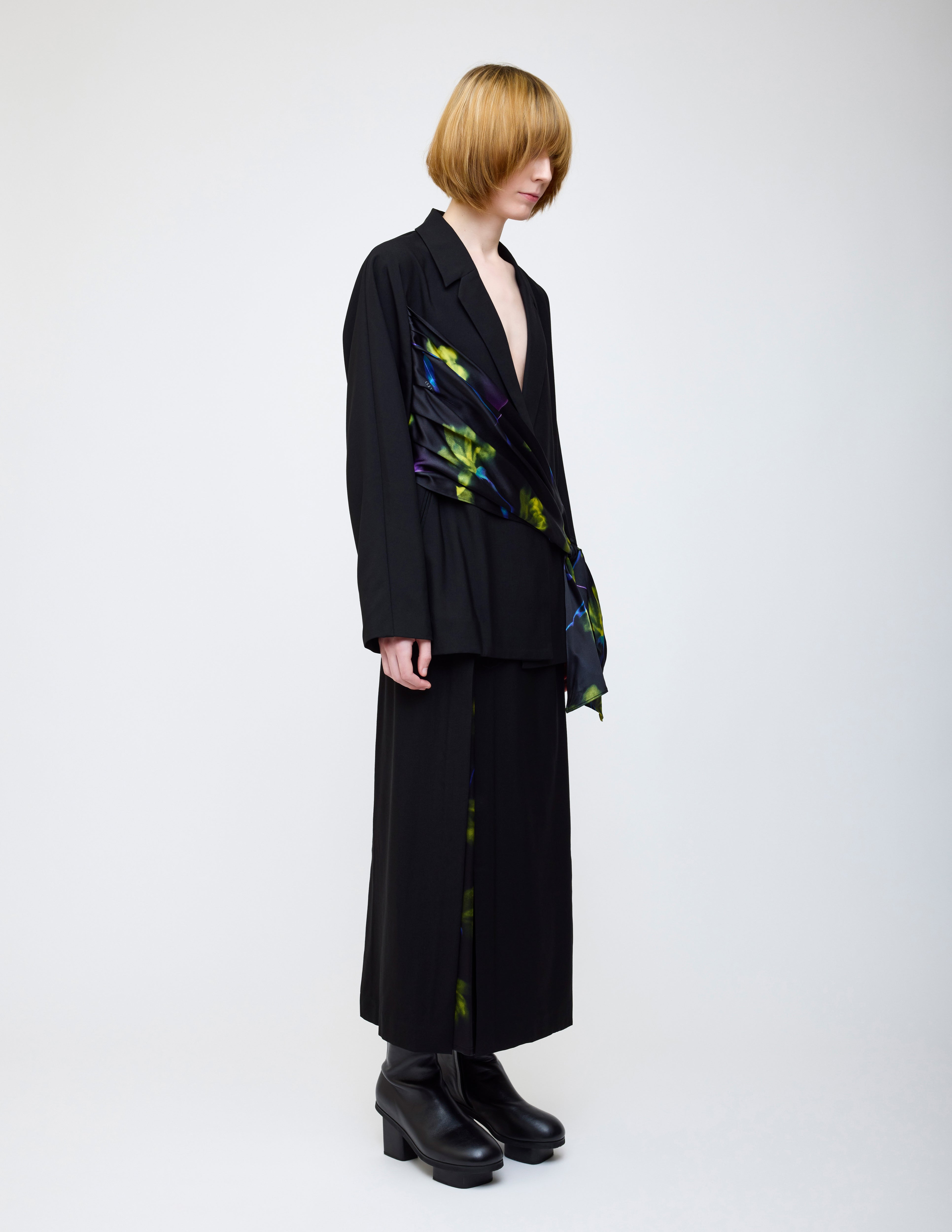 Nocturne bloom draped jacket -Yellow-