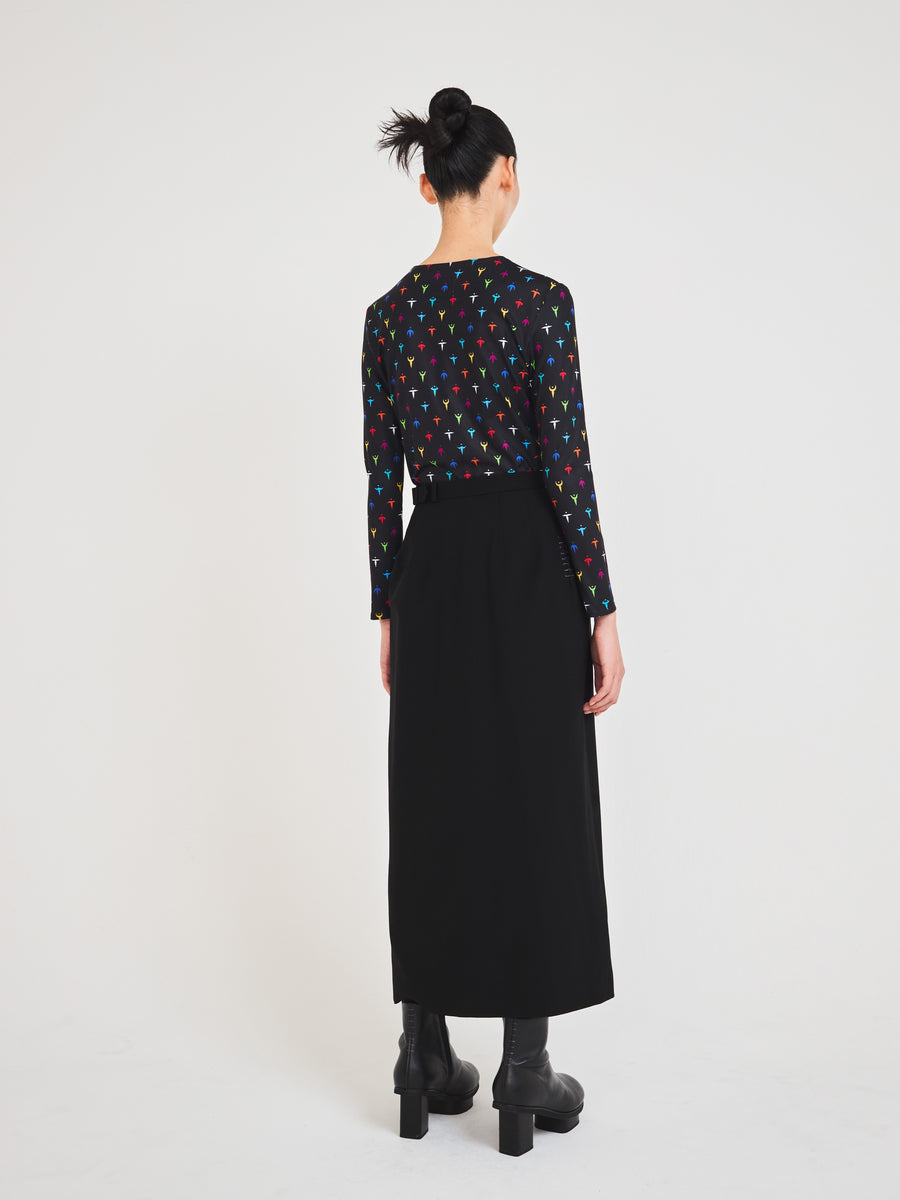 Wool rap skirt