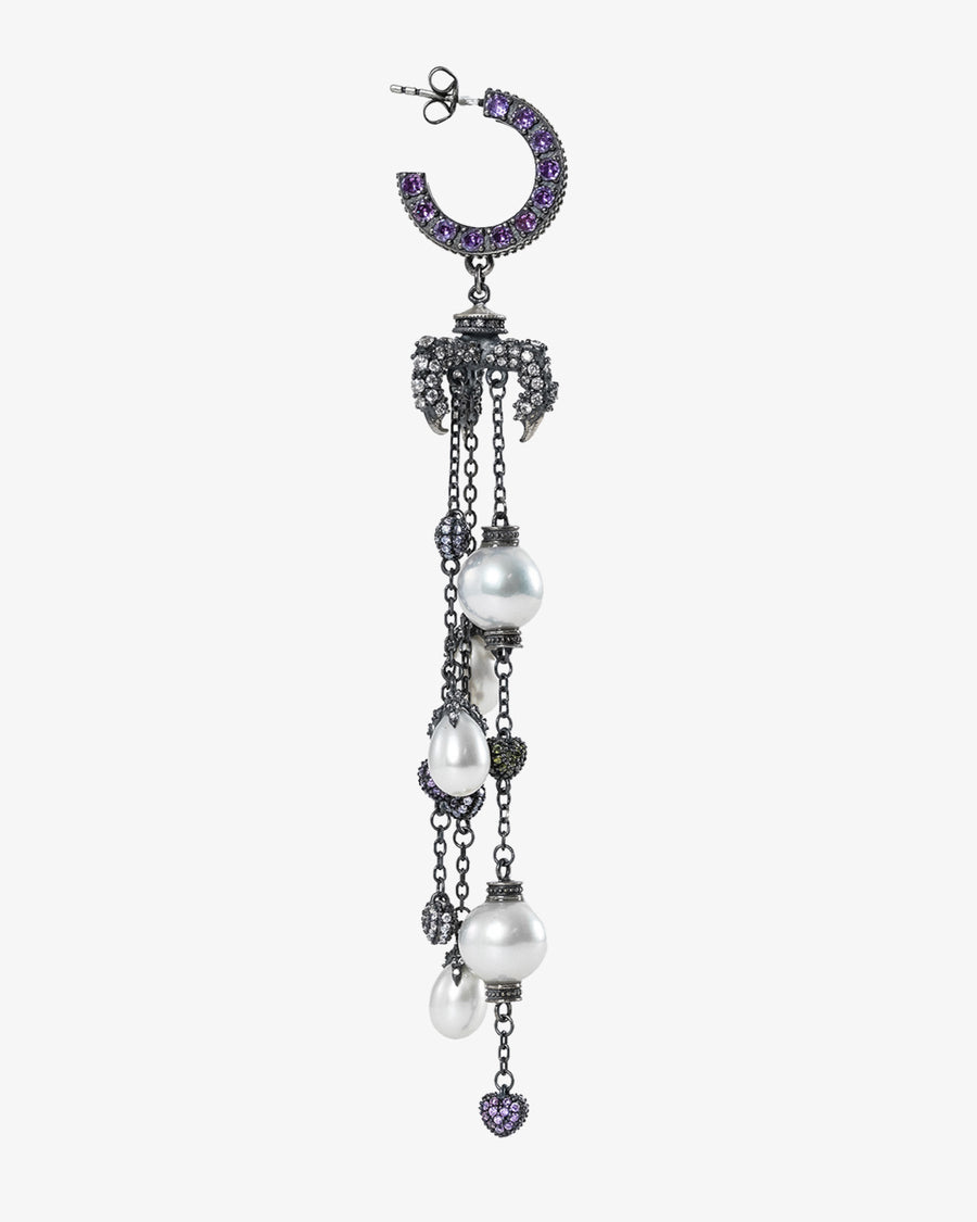 Violet Eclipse Pearl Cascade Earring