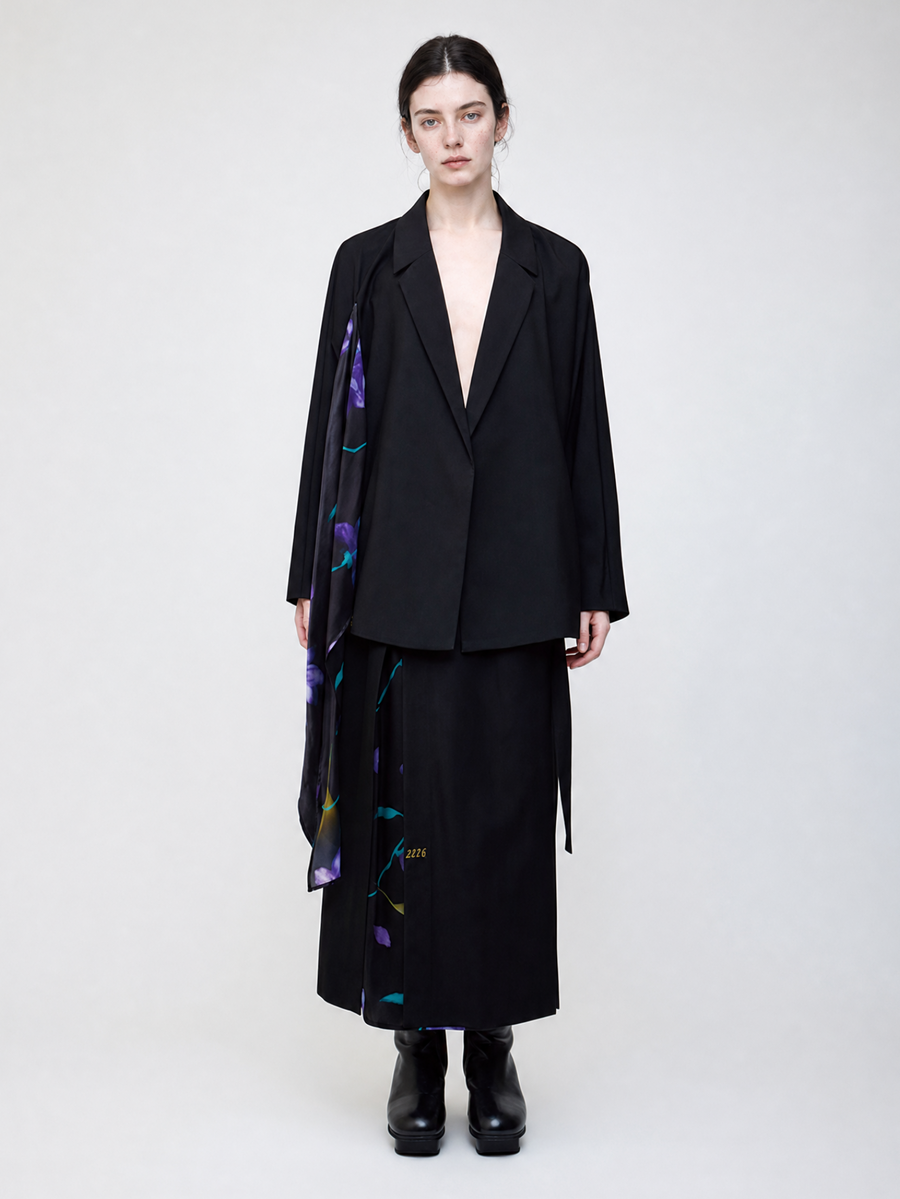 Nocturne bloom draped jacket -Purple-