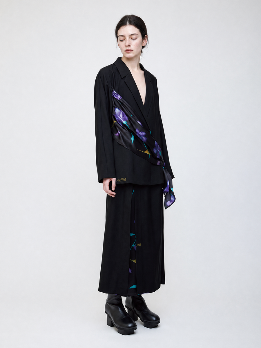 Nocturne bloom draped jacket -Purple-