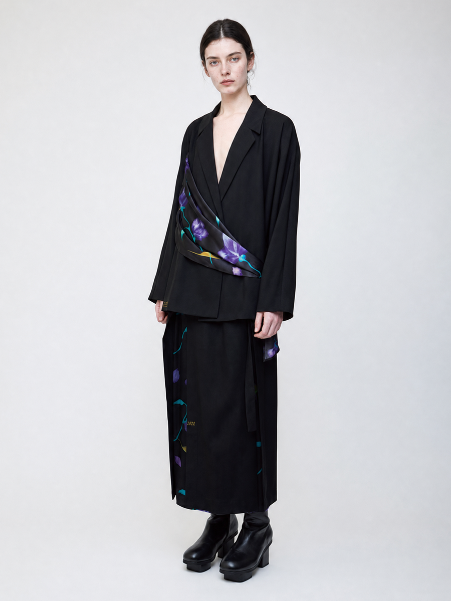 Nocturne bloom draped jacket -Purple-