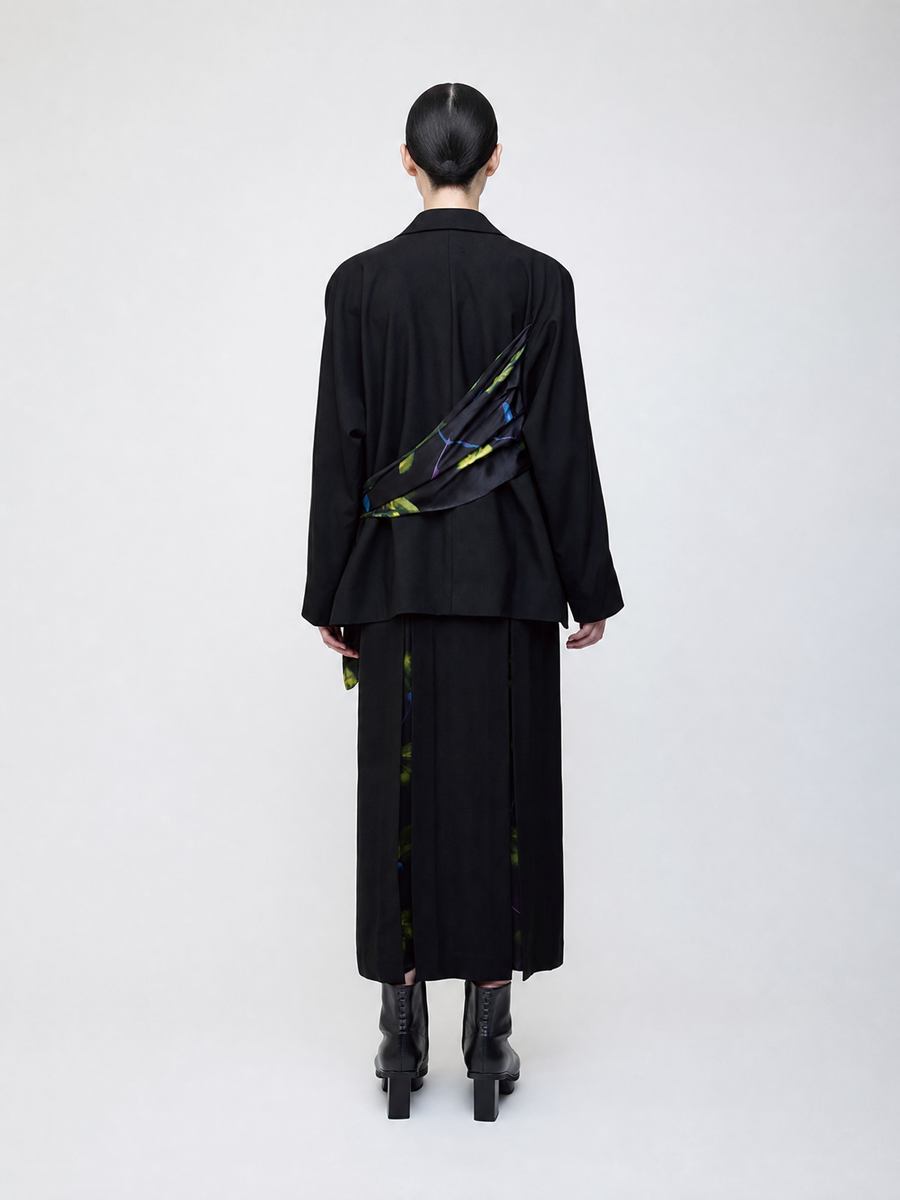 Nocturne bloom draped jacket -Yellow-