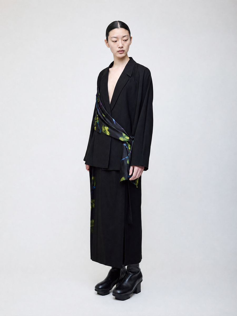 Nocturne bloom draped jacket -Yellow-