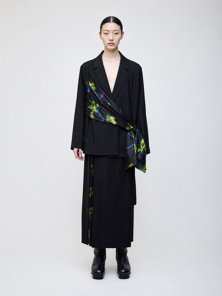 Nocturne bloom draped jacket -Yellow-