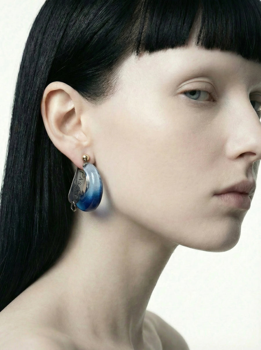 Blue Hour Resin Hoop Earring